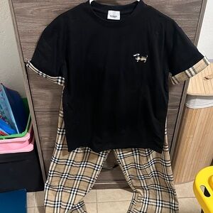 Black & Beige Plaid Pajama Set size S